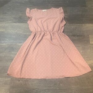 GUC Pink Ruffle Sleeve Swiss dot Dress